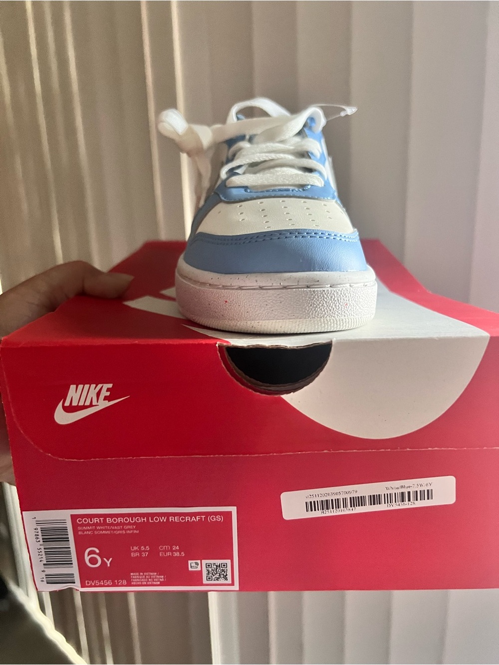 Nike Kids Low-Top Sneakers in White and Light Blue